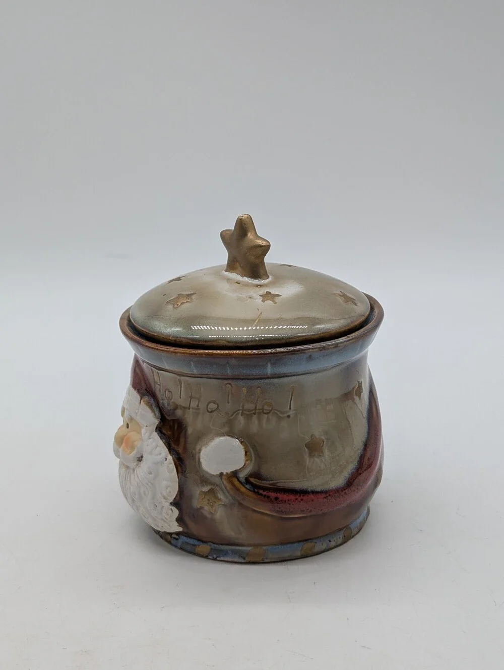 Greenbrier International Ceramic Santa Claus Lidded Mini Candy Jar / Sugar Bowl